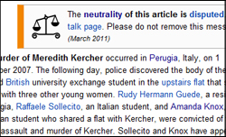 Wikipedia article "Murder of Meredith Kercher"